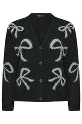 YOURS Plus Size Black Tinsel Bow Cardigan | Yours Clothing 6
