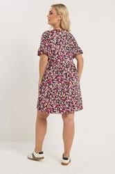 YOURS Plus Size Black Frill Sleeve Floral Dress | Yours Clothing 2