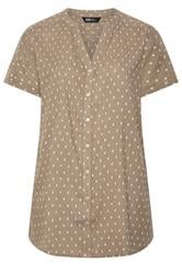 YOURS Curve Mocha Brown Notch Neck Dobby Blouse