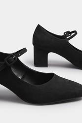LTS Black Faux Suede Mary Jane Block Heel In Standard Fit | Long Tall Sally 5