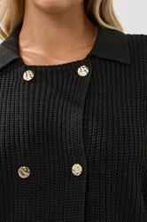 YOURS Plus Size Black Double Breasted Cardigan | Yours Clothing 4
