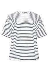 YOURS Curve White Stripe Ringer T-Shirt