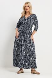 YOURS Plus Size Navy Blue Soft Touch Paisley Wrap Dress | Yours Clothing 1