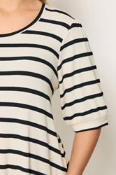 YOURS Plus Size Ivory White Stripe Puff Sleeve Top | Yours Clothing 4