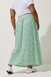 LIMITED COLLECTION Plus Size Green Ditsy Floral Maxi Skirt | Yours Clothing 3