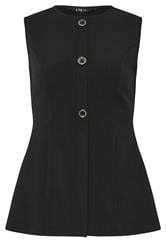 LTS Tall Black Textured Button Waistcoat