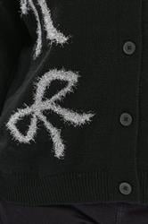 YOURS Plus Size Black Tinsel Bow Cardigan | Yours Clothing 5