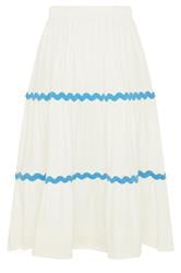 YOURS Curve White Wavy Detail Tiered Maxi Skirt