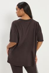YOURS ACTIVE Plus Size Chocolate Brown 'Wellness Studio' T-Shirt | Yours Clothing 2