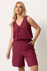 YOURS Plus Size Red Textured Shorts | Yours Clothing 3