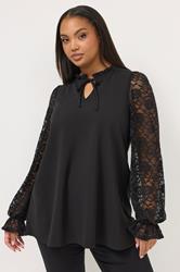 YOURS Plus Size Black Lace Long Sleeve Top | Yours Clothing 3