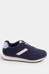 Navy Blue Colourblock Trainers In Extra Wide EEE Fit | Yours Clothing 4
