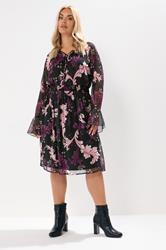 YOURS Plus Size Black Paisley Print Midi Dress | Yours Clothing 2