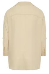YOURS Plus Size Beige Brown Half Placket Collared Blouse | Yours Clothing 8