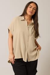 EVANS Plus Size Natural Brown Grown On Sleeve Blouse | Evans 1