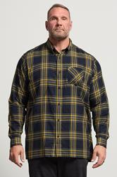 BEN SHERMAN Big & Tall Navy Blue & Yellow Check Shirt | BadRhino 3