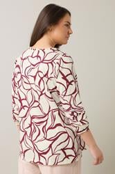 EVANS Plus Size Natural Brown Abstract Floral Cotton Top | Evans 4