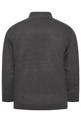 BadRhino Big & Tall Charcoal Grey Sherpa Lined Zip Through Cable Jumper | BadRhino 7