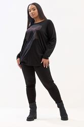 YOURS Plus Size Black Diamante Bow Long Sleeve Top | Yours Clothing 1