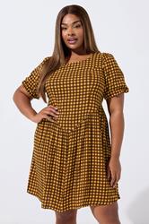 LIMITED COLLECTION Plus Size Brown Check Mini Dress | Yours Clothing 3