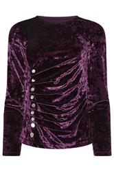 STAR Purple Velvet Button Detail Top