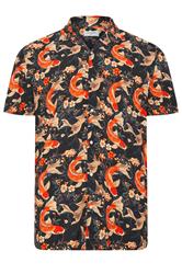 JACK & JONES Big & Tall Brown Fish Print Resort Shirt | Badrhino 2