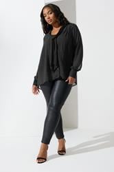 YOURS LONDON Plus Size Black Pintuck Bow Tie Blouse | Yours Clothing 1