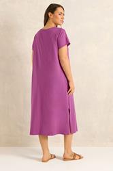 EVANS Plus Size Purple Cotton Midi Dress | Evans 2