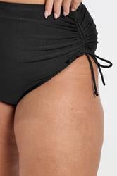 YOURS Plus Size Black Super High Waisted Tie Detail Bikini Briefs | Yours Clothing 5