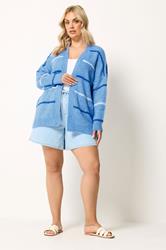 YOURS Plus Size Blue Stripe Cardigan | Yours Clothing 1