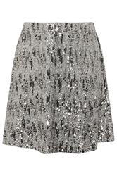YOURS Plus Size Silver Sequin Embellished Mini Skirt | Yours Clothing 7