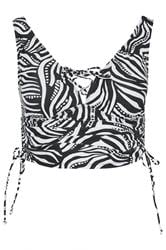 YOURS Plus Size Black & White Geometric Print Tankini Top | Yours Clothing 9