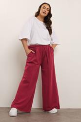 YOURS Plus Size Red Wide Leg Joggers | Yours Clothing 3