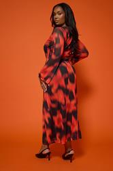 LIMITED COLLECTION Plus Size Red Floral Mesh Midaxi Dress | Yours Clothing 3