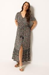 YOURS Plus Size Black Ditsy Floral Border Detail Dress | Yours Clothing 3