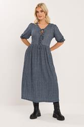 YOURS Plus Size Black Gingham Bow Tie Front Maxi Dress | Yours Clothing 1