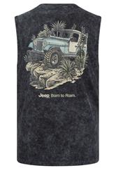 BadRhino Big & Tall Black Extra Long Acid Wash 'Jeep' Graphic Vest | BadRhino 7