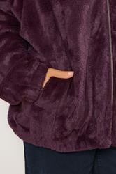 YOURS Plus Size Burgundy Red Faux Fur Hooded Jacket | Yours Clothing 6