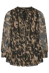 YOURS Curve Black Leopard Print Tie Front Blouse