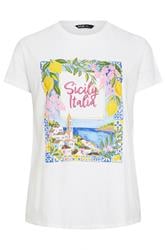 YOURS Curve White 'Sicily Italia' Graphic T-Shirt