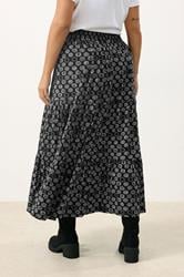 YOURS Plus Size Black Spot Tiered Maxi Skirt | Yours Clothing 2