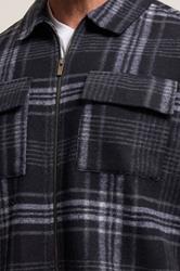 BadRhino Big & Tall Blue Check Print Zip Through Overshirt | BadRhino 5