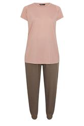 YOURS Plus Size Brown Sweatshirt Jogger & T-Shirt Set | Yours Clothing 7