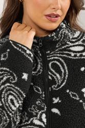 YOURS Plus Size Black Paisley Print Teddy Fleece Jacket | Yours Clothing 5