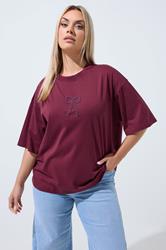 LIMITED COLLECTION Plus Size Dark Red Bow Beaded Top 3