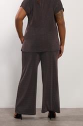 YOURS Plus Size Black Metallic Wide Leg Trousers | Yours Clothing 2