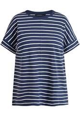 EVANS Plus Size Navy Blue Stripe Cotton T-Shirt | Evans 5
