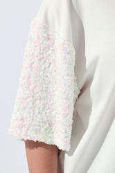 LIMITED COLLECTION Plus Size White Sequin Sleeve T-Shirt | Yours Clothing 4