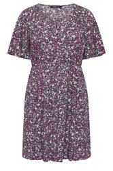 YOURS Plus Size Pink Ditsy Floral Smock Mini Dress | Yours Clothing 5