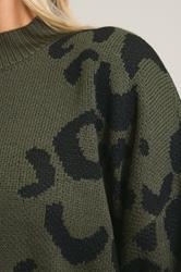 YOURS Plus Size Khaki Green Leopard High Neck Jumper | Yours Clothing 4